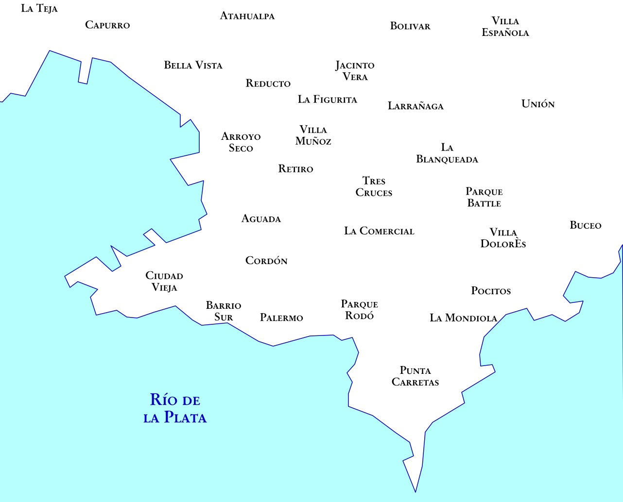 Schéma des quartiers de Montevideo